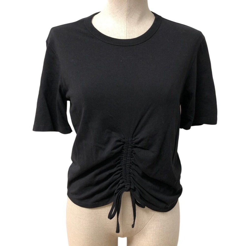 AllSaints Gia Tee Womens 6 Black Ruched Front Drawstring T-Shirt Streetwear